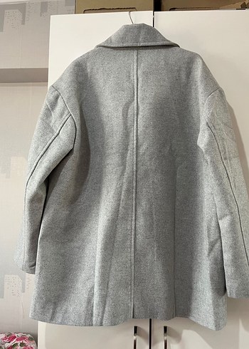 Çift Düğmeli Gri Kaban - Görsel 7