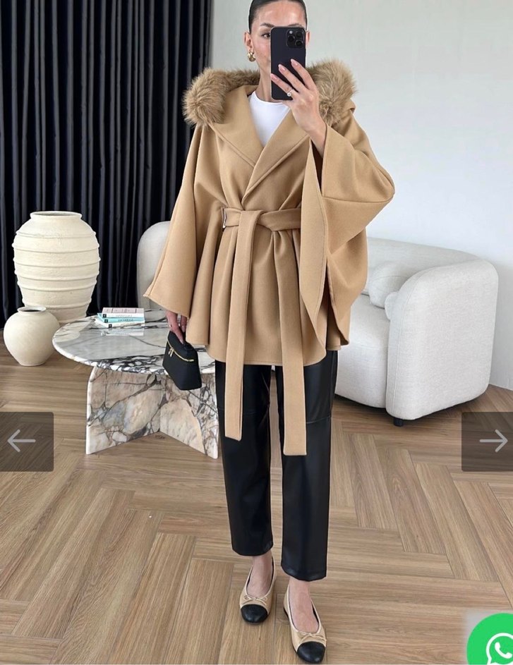 Kürklü panço - Görsel 3