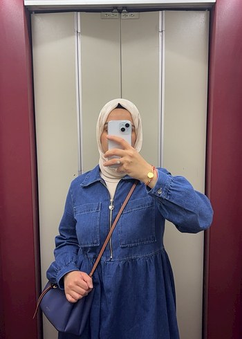 Kadın Mavi Denim Ceket Bol Kesim
