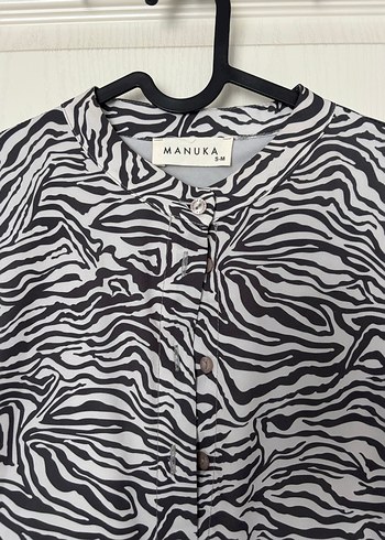 Manuka Zebra Desenli Uzun Bohem Elbise - Görsel 3