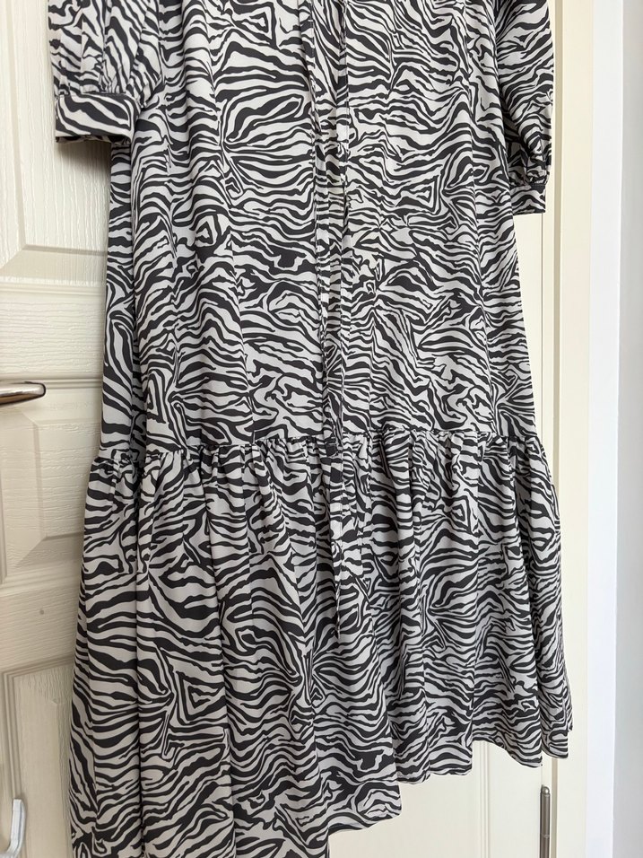 Manuka Zebra Desenli Uzun Bohem Elbise - Görsel 5