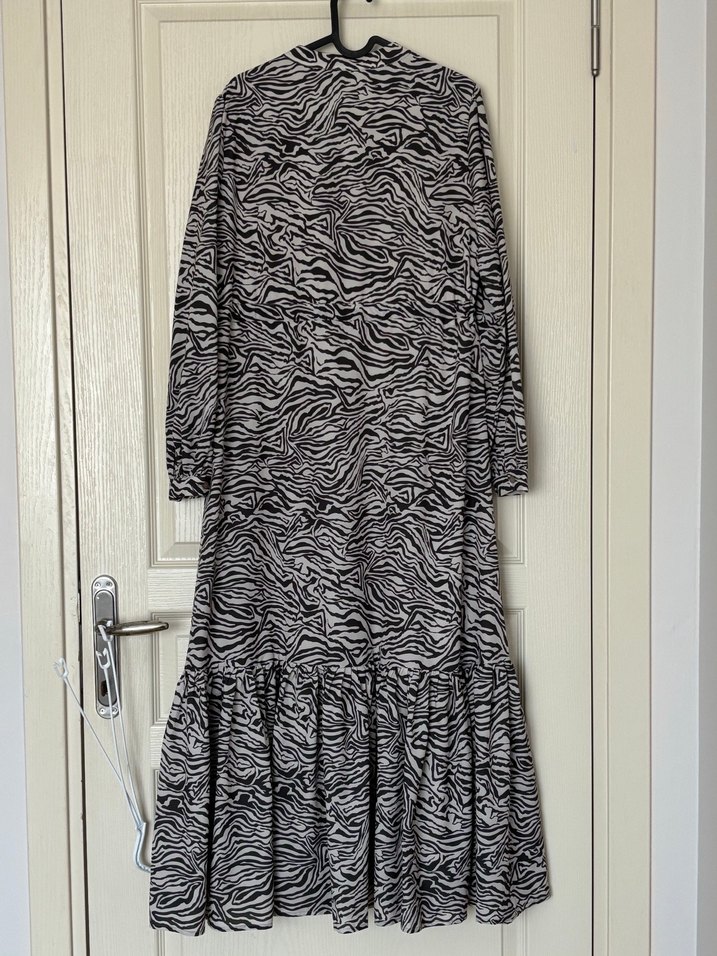 Manuka Zebra Desenli Uzun Bohem Elbise - Görsel 2