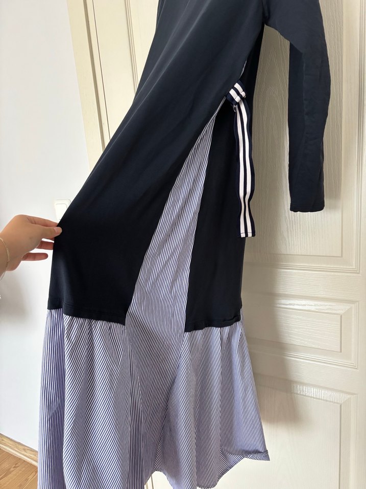 Defacto garnili Siyah Gri Uzun Pamuklu Elbise - Görsel 2