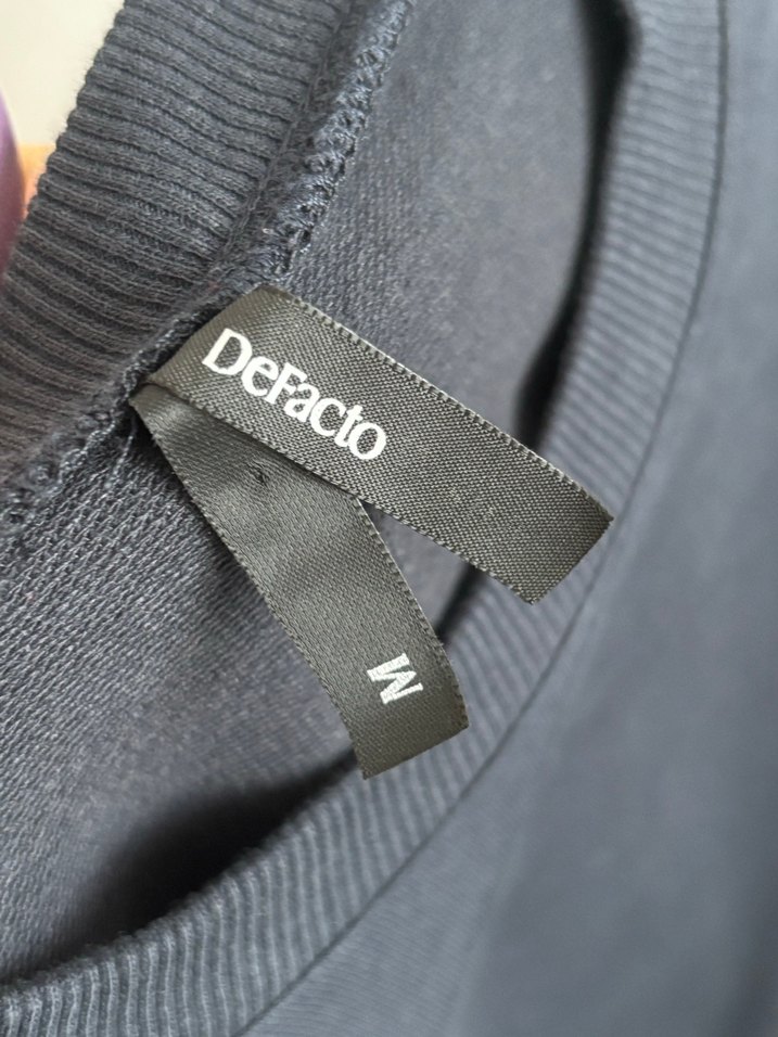 Defacto garnili Siyah Gri Uzun Pamuklu Elbise - Görsel 4