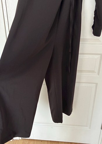 Fahhar design Uzun Siyah Keten Drapeli Kadın Elbise - Görsel 4