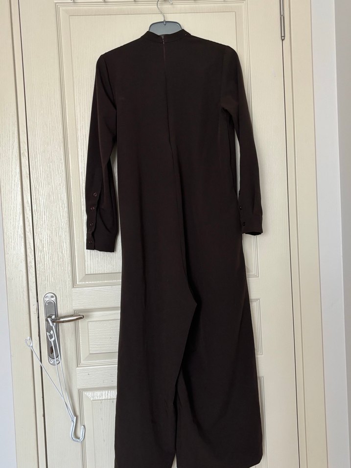 Fahhar design Uzun Siyah Keten Drapeli Kadın Elbise - Görsel 3