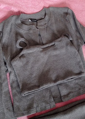 3 lü Takım şort crop hırka - Görsel 2