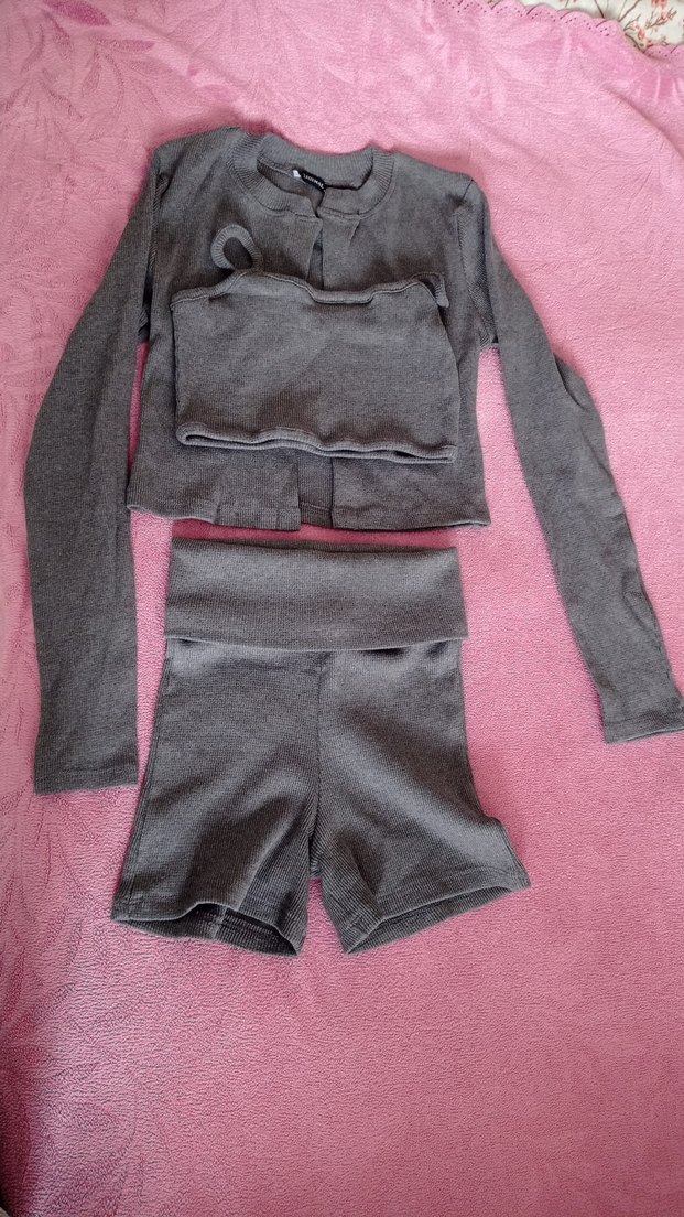 3 lü Takım şort crop hırka - Görsel 4