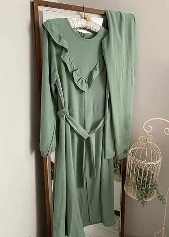 Uzun Kol Detaylı Yeşil tunik pantolon takım - Görsel 3