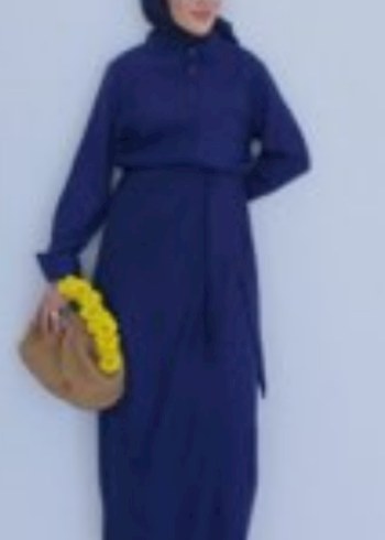 Lacivert Kadın Uzun Elbise Bağlamalı - Görsel 3