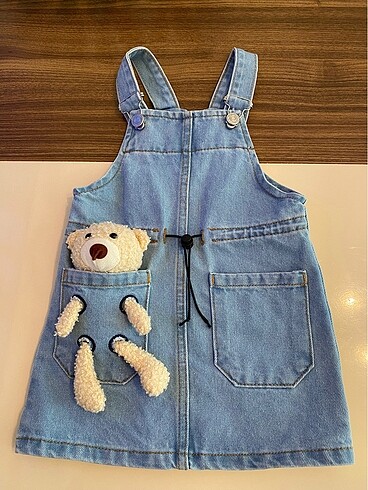 Bebek jean elbise+2 adet elbise +çocuk tişört