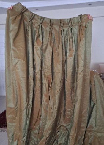 haki Parlak Düz Fon Perde 2 li