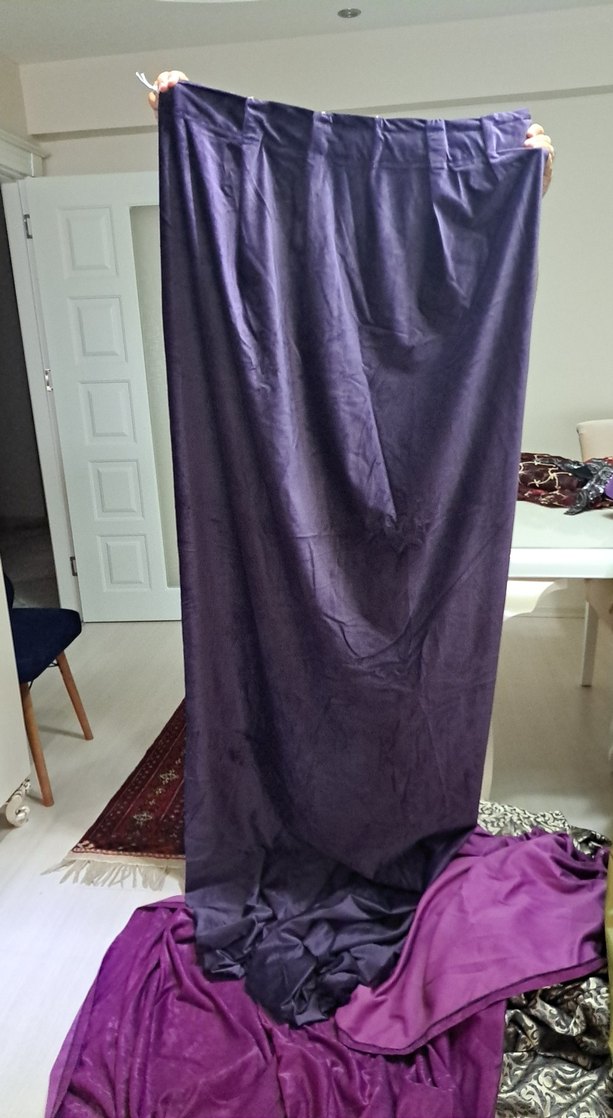 Koyu Mor kadife Düz Perde - Görsel 2