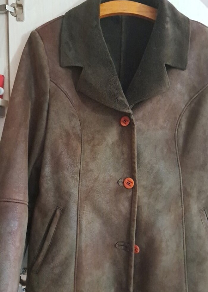 Süet kadın kaban - Görsel 2