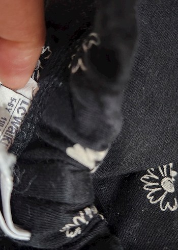 Düğmeli Siyah Çiçekli Salaş Kadın Pantolon - Görsel 3