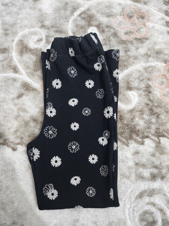 Düğmeli Siyah Çiçekli Salaş Kadın Pantolon - Görsel 2