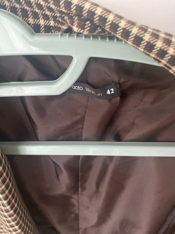 Kahverengi Ekoseli Kadın Blazer Ceket - Görsel 3