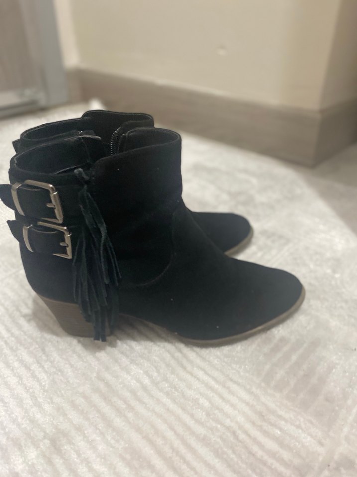 Tokalı Siyah Süet Kadın Bot - Görsel 2