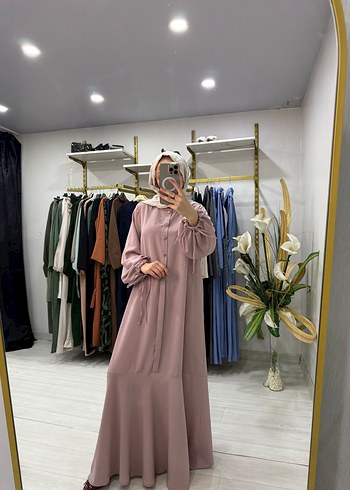Pembe Drapeli Uzun Salaş Elbise