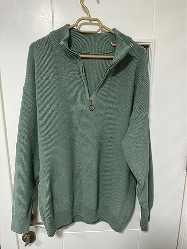 Diğer Açık yeşil hakiye yakın fermuarlı sweatshirt