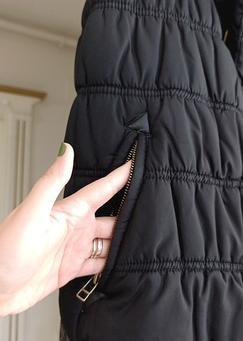 xl Beden Siyah Fermuarlı Yüksek Yakalı Kadın Yelek