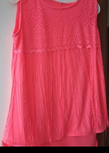Dantel Detaylı Pembe tshirt