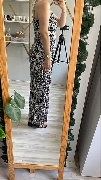 s Beden H&M zebra desenli uzun elbise
