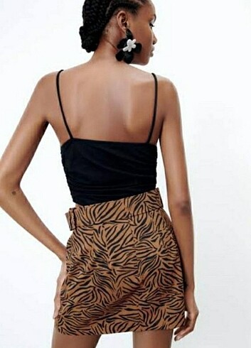 Zara Zebra Desenli Mini Etek