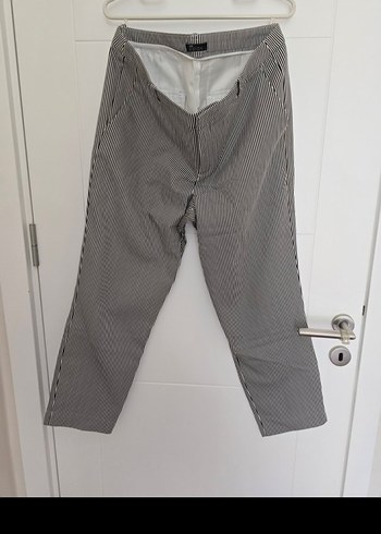 Düğmeli Çizgili Kadın Gömlek ve Pantolon - Görsel 2