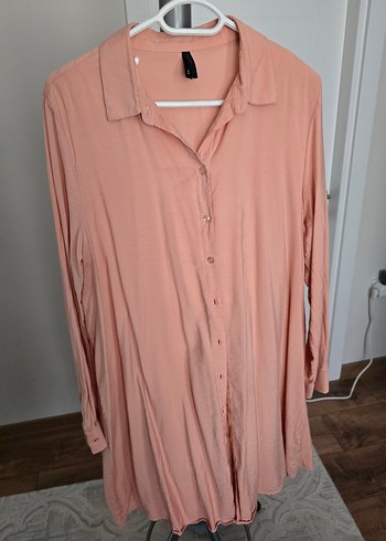 Pembe Uzun Kollu Düğmeli  Gömlek Tunik - Görsel 2