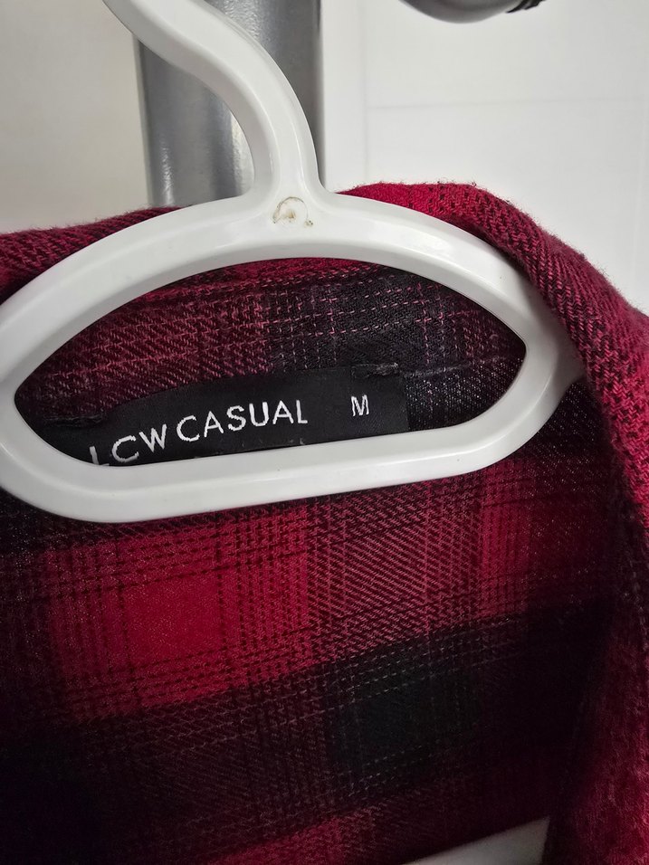 Bordo Ekose Desenli Kadın Uzun Kollu Gömlek - Görsel 3