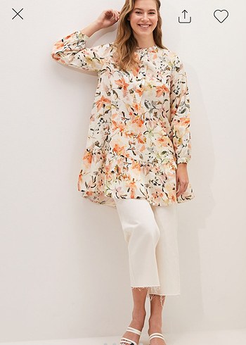 Uzun Kollu Çiçek Desenli Bohem Tunik - Görsel 4