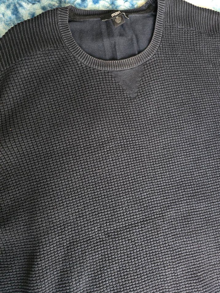 Erkek Gri Triko Uzun Kollu Bisiklet Yaka Kazak - Görsel 2