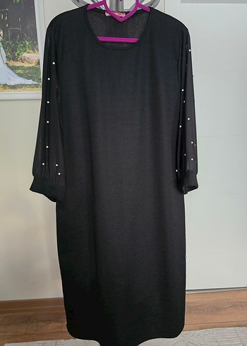 İnci Detaylı Siyah Kadın Elbise - Görsel 2