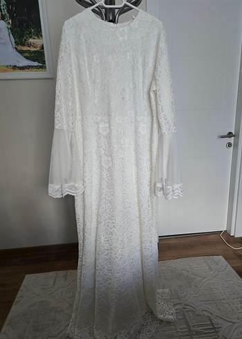 Dantel Detaylı Beyaz Nikah Elbisesi - Görsel 2