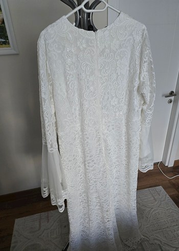 Dantel Detaylı Beyaz Nikah Elbisesi - Görsel 5