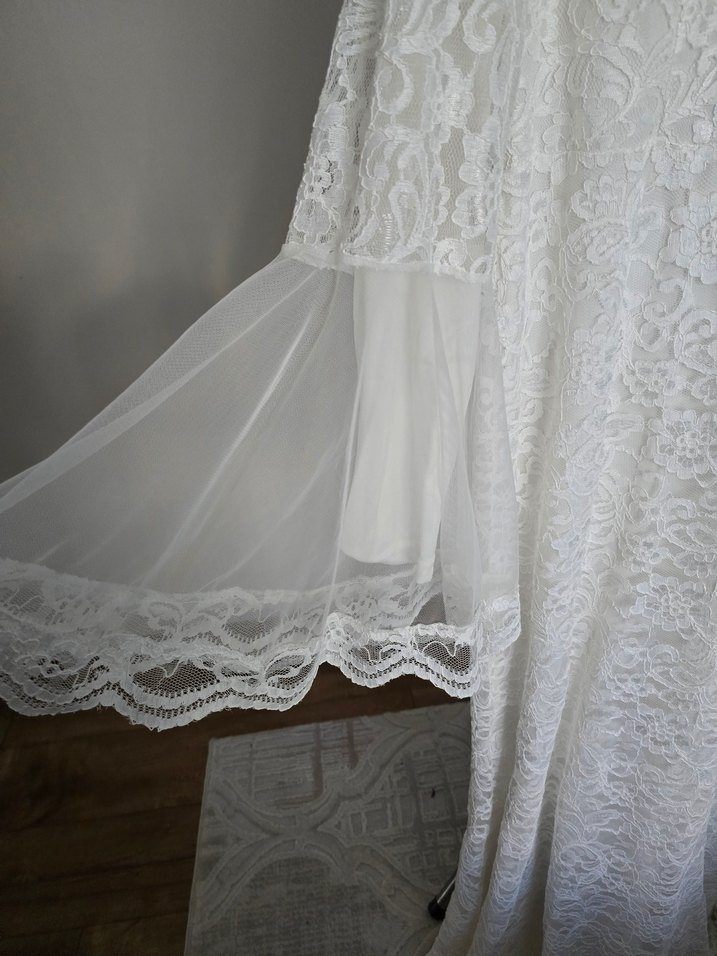 Dantel Detaylı Beyaz Nikah Elbisesi - Görsel 4