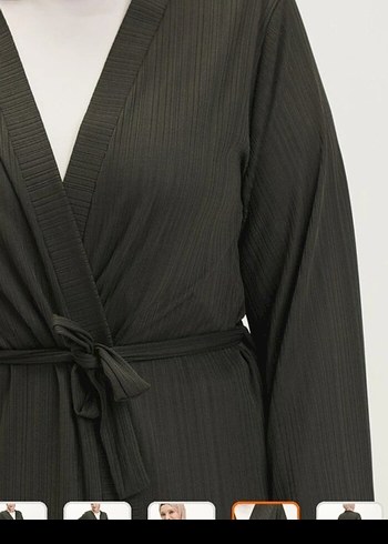 Kuşaklı Haki Kimono Büyük Beden - Görsel 2