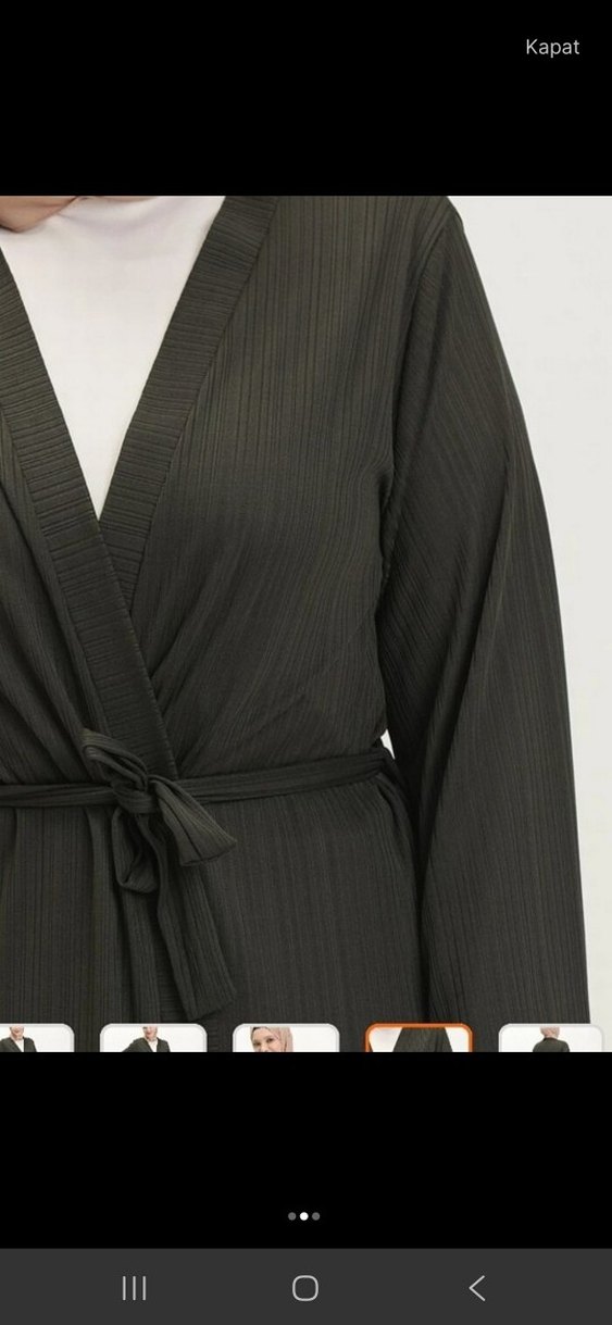 Kuşaklı Haki Kimono Büyük Beden - Görsel 2