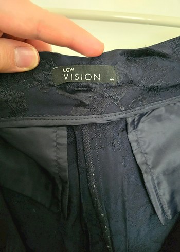 Koyu Lacivert Bol Kesim Kemerli Kadın Kumaş Pantolon - Görsel 5