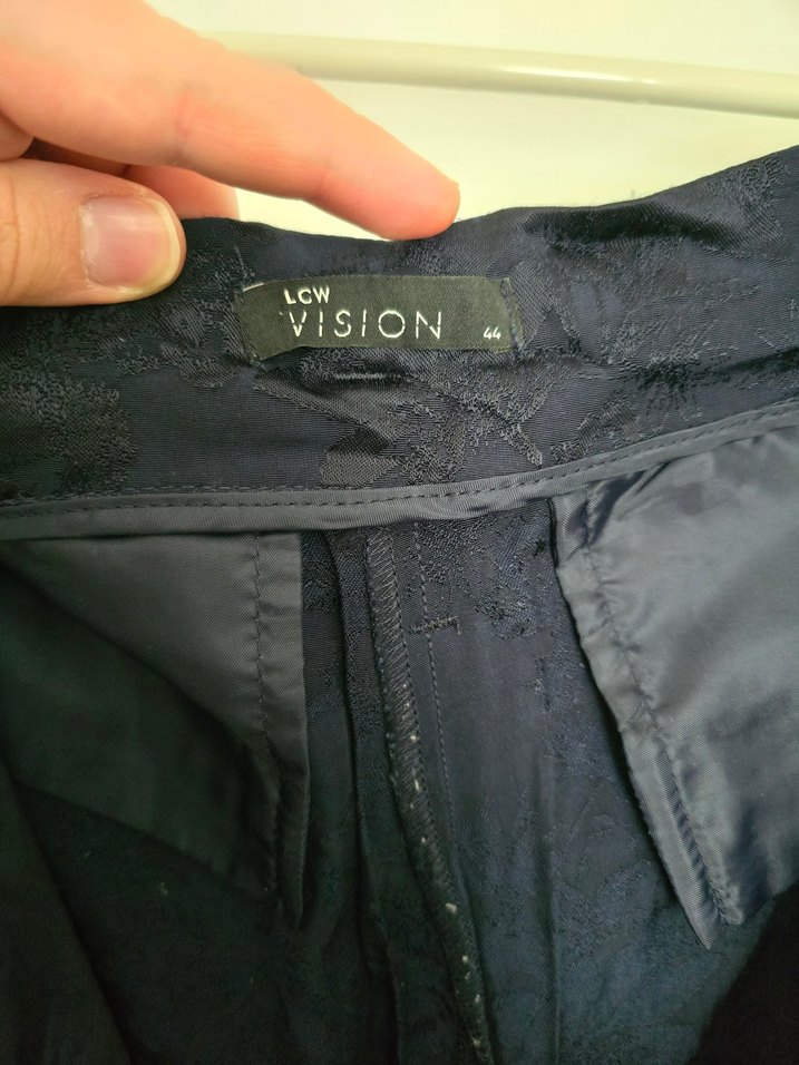 Koyu Lacivert Bol Kesim Kemerli Kadın Kumaş Pantolon - Görsel 5