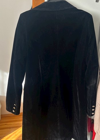 Diğer Siyah Süet Midi Kadın Blazer Ceket