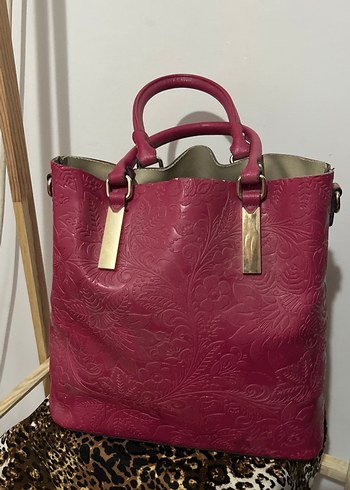 Bordo Deri Vintage Kadın Çanta