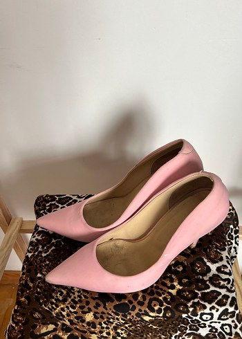Diğer Pembe Süet Leopar Desenli Stiletto