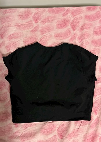 Siyah Kısa Kollu Crop Top - Görsel 2