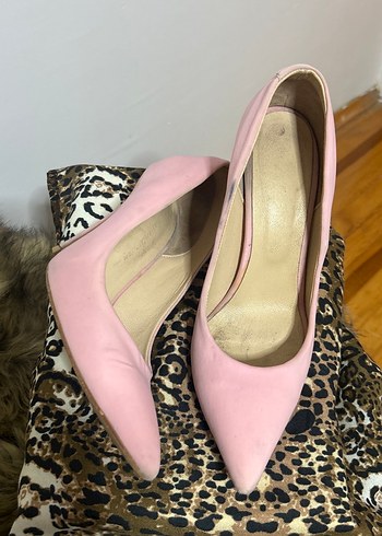 Pembe Süet Stiletto Kadın Topuklu Ayakkabı - Görsel 3