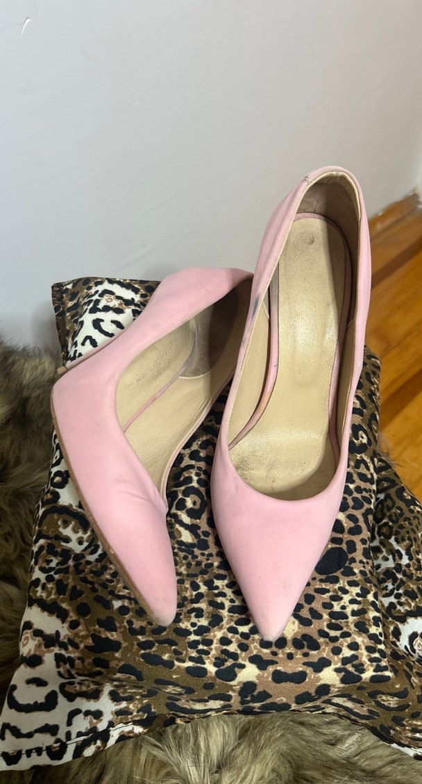 Pembe Süet Stiletto Kadın Topuklu Ayakkabı - Görsel 3