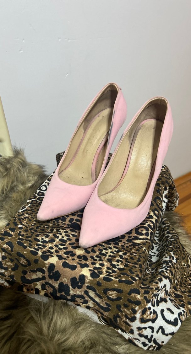 Pembe Süet Stiletto Kadın Topuklu Ayakkabı - Görsel 2