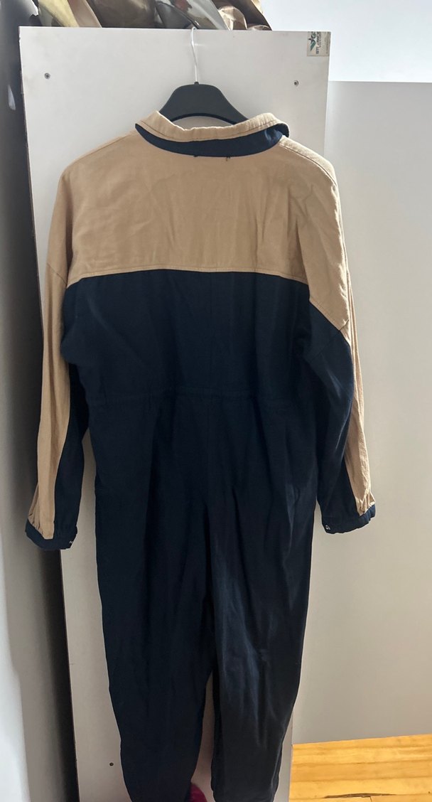 Düğmeli Keten Kadın Uzun Tulum - Görsel 3