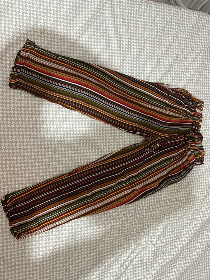 Renkli Çizgili Bol Kesim Bohem Pantolon - Görsel 2